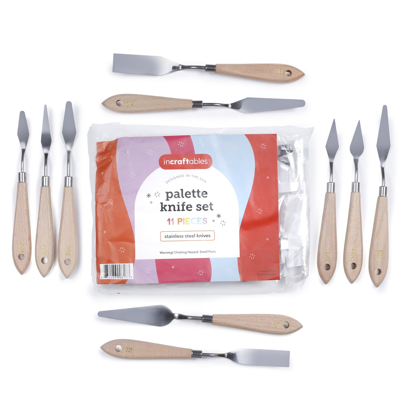 Incraftables Stainless Steel Palette Knife Set (11pcs). Art Palette Knife for Acrylic Painting. Best Palette Knives for Cake Decorating &#x26; DIY Crafts. Paint Spatula for Beginner, Pros, Kids &#x26; Adults